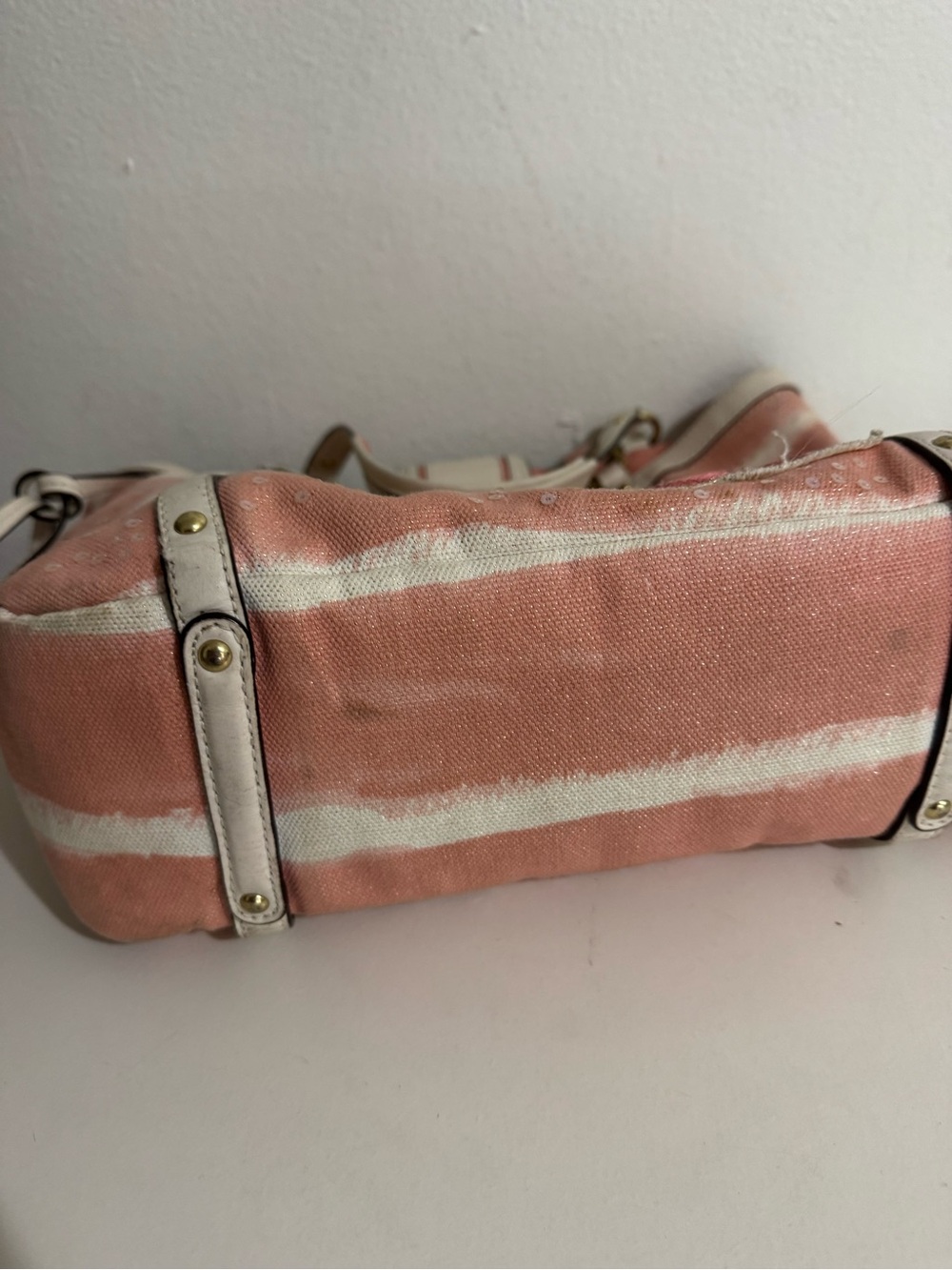 Coach RARE Y2K Audrey Motif Canvas Seashell Medium Cinched Tote - Picture 11 of 16